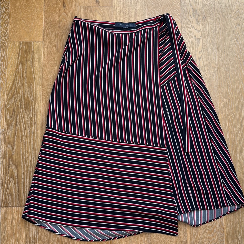 Tommy Hilfiger Blue Asymmetrical Wrap Skirt Knee-length